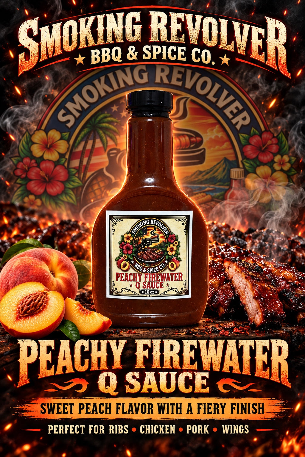 Peachy Firewater Q Sauce product graphic